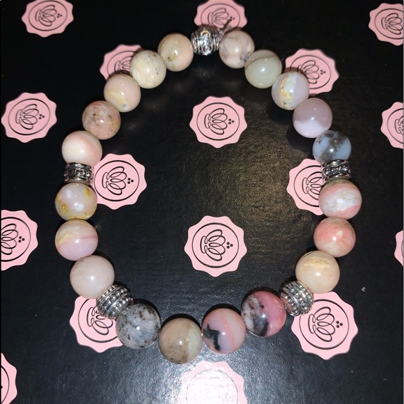 🪬2/$20🪬 ✋🏼Made Nat 8mm Rhodochrosite & Nat 8mm Pink Opal Stone Bracelet - Picture 16 of 16